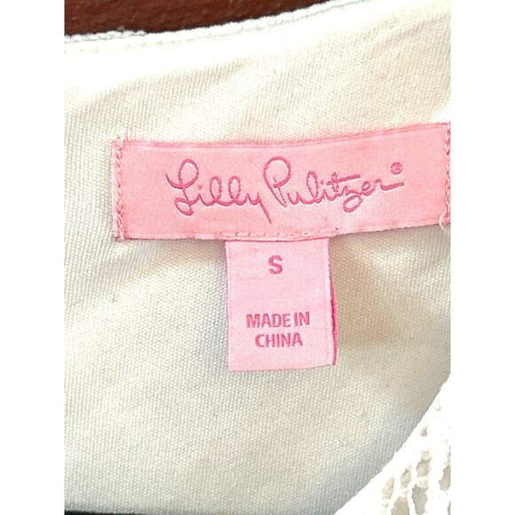 Vineyard Vines Women's White Lace Printed Sleeveless Lynn Top Small Fringe Hem - Picture 2 of 5